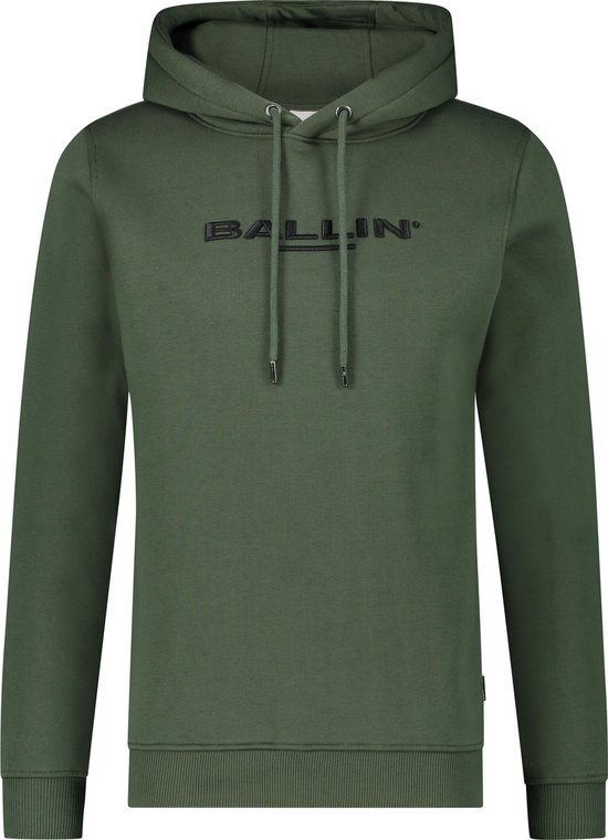 | Ballin Amsterdam Embroidery Logo Hoodie Dark Army BALLIN Amsterdam heren hoodie