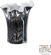 Design vaas wave - Fidrio NERO - glas, mondgeblazen - hoogte 18 cm
