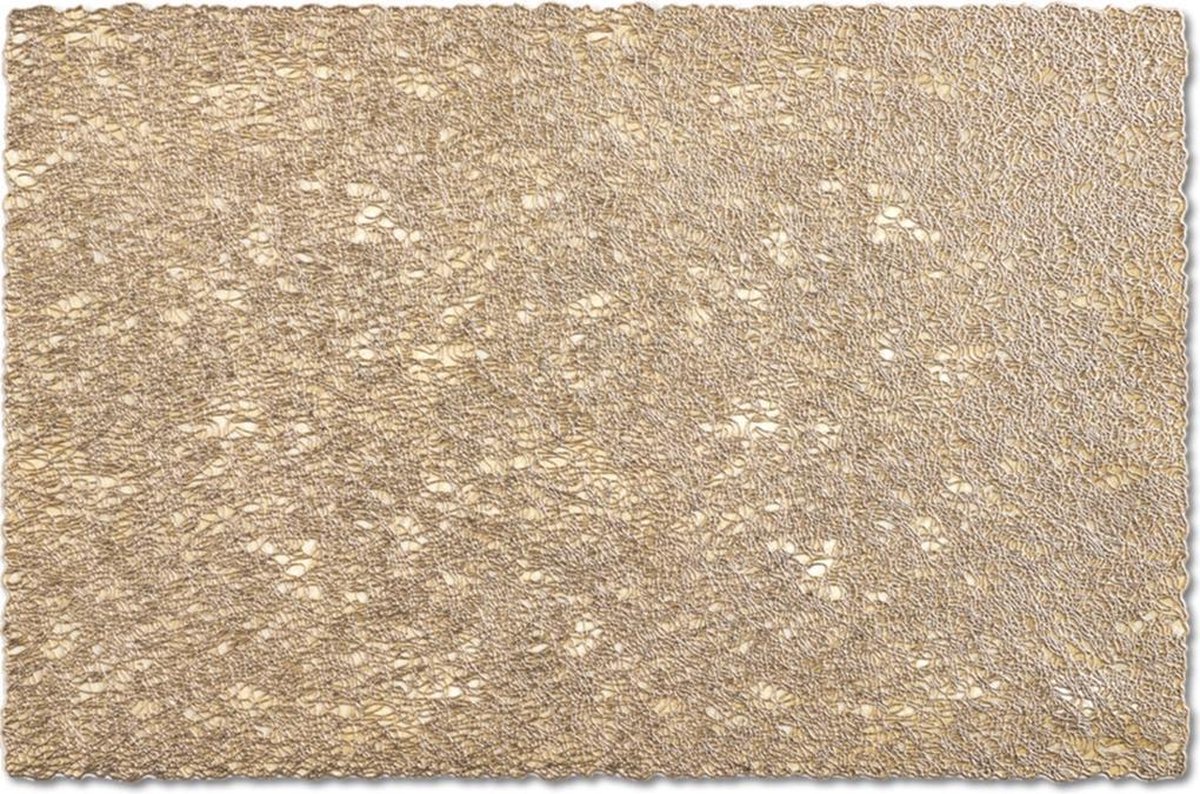 4x Rechthoekige gevlochten placemats glanzend goud 30 x 45 cm - Zeller Tafeldecoratie - Borden onderleggers van kunststof