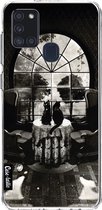 Casetastic Samsung Galaxy A21s (2020) Hoesje - Softcover Hoesje met Design - Room Skull BW Print