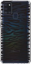 Casetastic Samsung Galaxy A21s (2020) Hoesje - Softcover Hoesje met Design - Zebra Print
