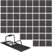 Relaxdays 48 puzzelmatten in set - 30 x 30 cm - fitnessmat - vloer bescherming - zwart