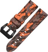 Samsung Galaxy Watch siliconen camouflage bandje 42mm - oranje + glazen screen protector