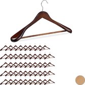 Relaxdays 50 x kledinghanger - voor pakken - brede schouder - kleerhangers hout – bruin