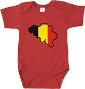 Rompertjes baby met tekst - Belgium- Romper rood - Maat 74/80