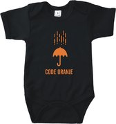 Rompertjes baby met tekst - Code oranje - Romper zwart - Maat 62/68