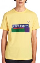 Fred Perry - Mixed Graphic T-shirt - Geel T-shirt - XL - Geel