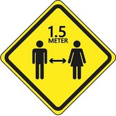 Waarschuwingsbord 1.5 meter afstand houden - ruit