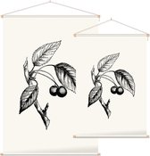 Zoete Kers zwart-wit (Gean) - Foto op Textielposter - 60 x 90 cm
