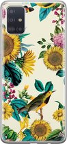 Samsung A71 hoesje siliconen - Zonnebloemen / Bloemen | Samsung Galaxy A71 case | geel | TPU backcover transparant