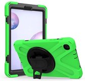 Samsung Galaxy Tab A 8.4 (2020) Cover - Hand Strap Armor Case Met Pencil Houder - Groen