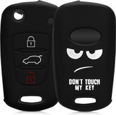 kwmobile autosleutel hoesje voor Hyundai 3-knops inklapbare autosleutel - Autosleutel behuizing in wit / zwart - Don't Touch My Key design
