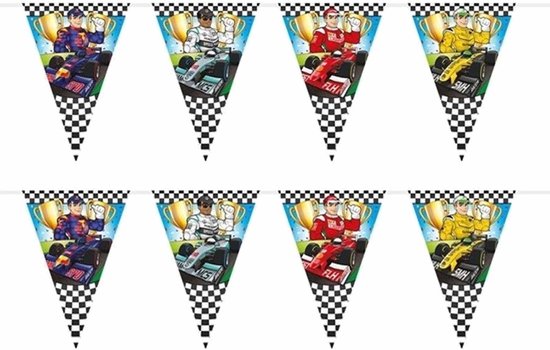 titel deze Agressief 2x stuks Race/Formule 1 thema vlaggenlijnen van 6 meter - Slingers... |  bol.com