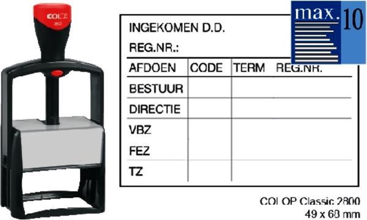 Tekststempel Colop 2800 personaliseerbaar 10regels 68x49mm