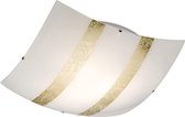 LED Plafondlamp - Plafondverlichting - Trion Niki - E27 Fitting - 3-lichts - Vierkant - Mat Goud - Glas - BES LED