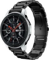 Smartwatch bandje - Geschikt voor Samsung Galaxy Watch 3 41mm, Active 2, 20mm horlogebandje - RVS metaal - Fungus - Schakel - Zwart