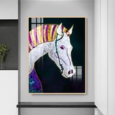 Canvas Experts doek met Gekleurd paard leuk om te combineren! maat 60x90CM *ALLEEN DOEK MET WITTE RANDEN* Wanddecoratie | Poster | Wall art | canvas doek |