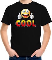 Funny emoticon t-shirt cool zwart voor kids S (122-128)