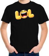 Funny emoticon t-shirt LOL zwart voor kids - Fun / cadeau shirt 158/164