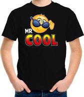 Funny emoticon t-shirt Mr.Cool zwart voor kids - Fun / cadeau shirt 134/140