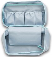 Grijs/blauw lingerie/ondergoed tasje met make-up tasje 27 cm - Reisbenodigdheden - Camping/caravan toilettassen - Reistassen/lingerietassen/make-uptassen