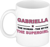Naam cadeau Gabriella - The woman, The myth the supergirl koffie mok / beker 300 ml - naam/namen mokken - Cadeau voor o.a verjaardag/ moederdag/ pensioen/ geslaagd/ bedankt