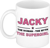 Jacky The woman, The myth the supergirl cadeau koffie mok / thee beker 300 ml