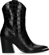 Manfield - Dames - Zwarte croco western boots - Maat 39