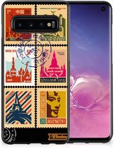 Trendy Telefoonhoesjes Geschikt voor Samsung Galaxy S10 GSM Hoesje met Zwarte rand Postzegels