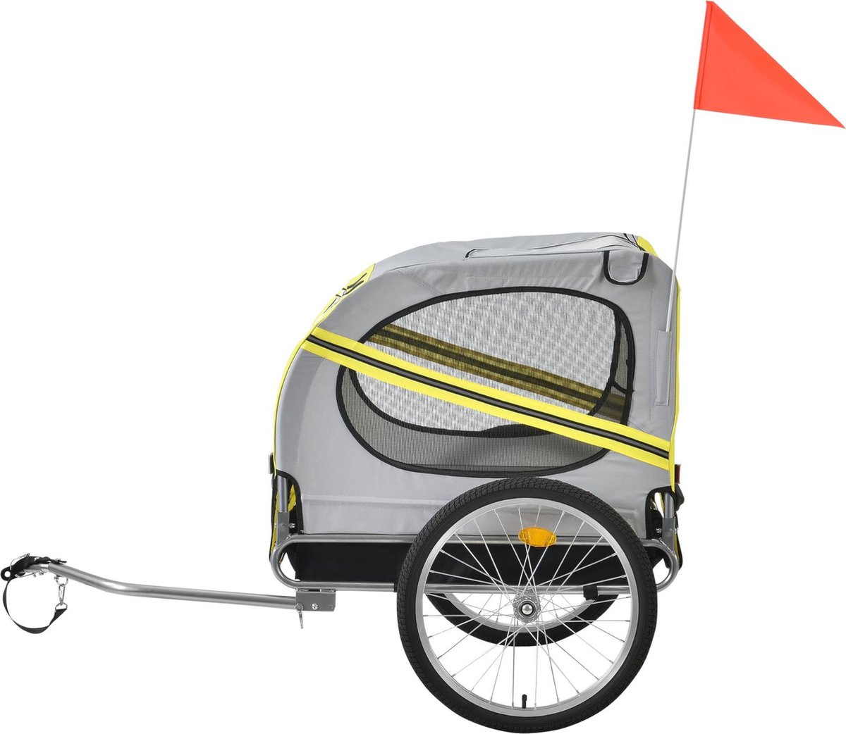Fietskar fietsaanhanger 138x71x90 cm tot 26 kg geel grijs zwart Fietskar fietsaanhanger 138x71x90 cm tot 26 kg geel grijs zwart