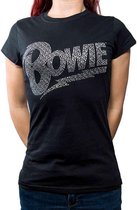 David Bowie Dames Tshirt -2XL- Flash Logo Zwart