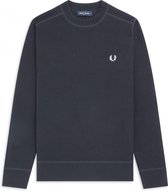 Fred Perry - Waffle Textured Crew Neck Jumper - Sweater Grijs - M - Grijs