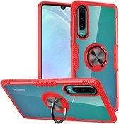 Huawei P30 Lite / P30 Lite New Edition hoesje Luex Carbon Fiber Ring houder Armor - Rood