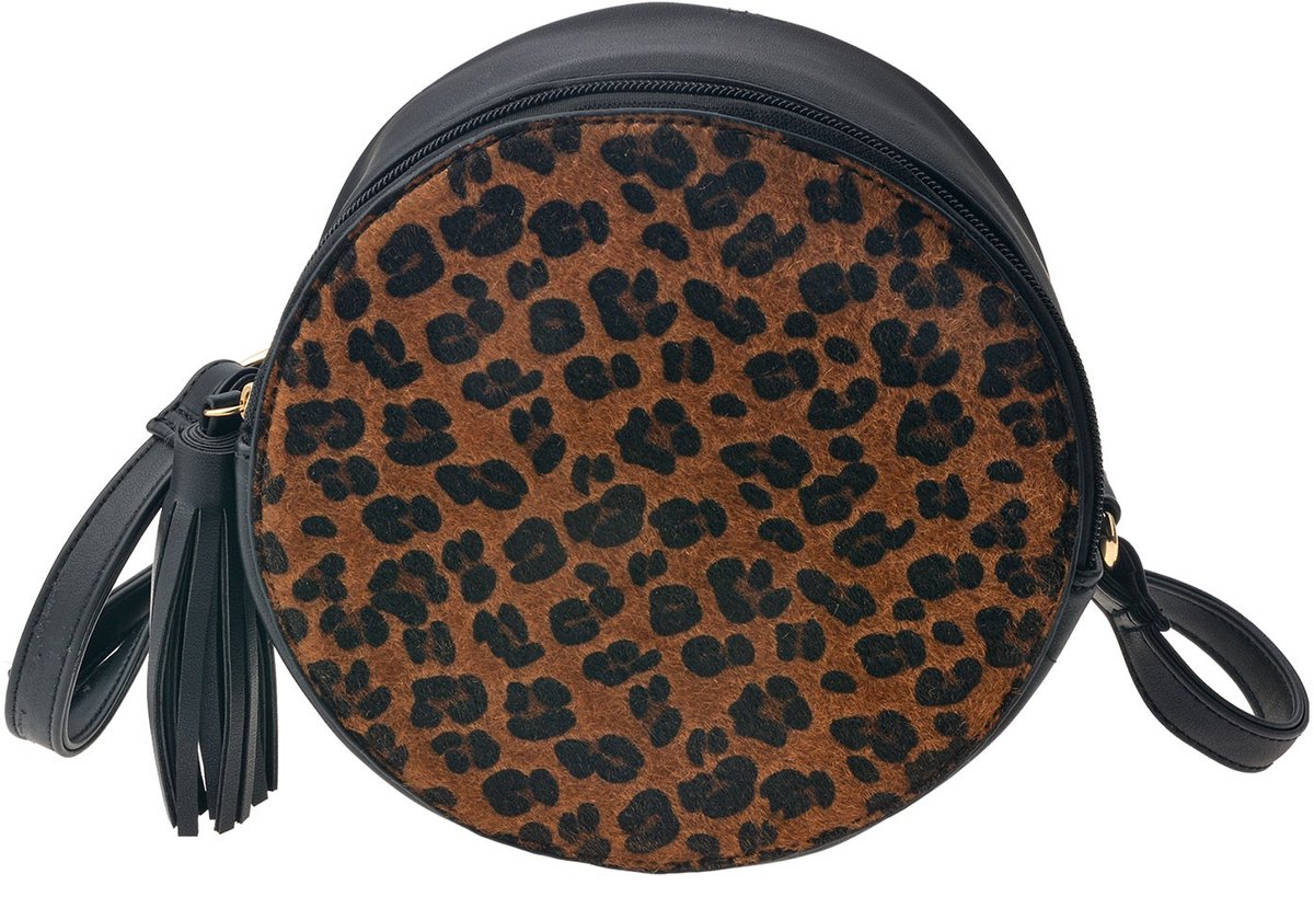 Juleeze Handtas Dames Ø 19 cm Bruin Kunstleer Rond Luipaard Tas