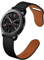 Smartwatch bandje - Geschikt voor Samsung Galaxy Watch 4 Classic, Watch 3 41mm, Active 2, 20mm horlogebandje - PU leer - Fungus - Druksluiting - Zwart
