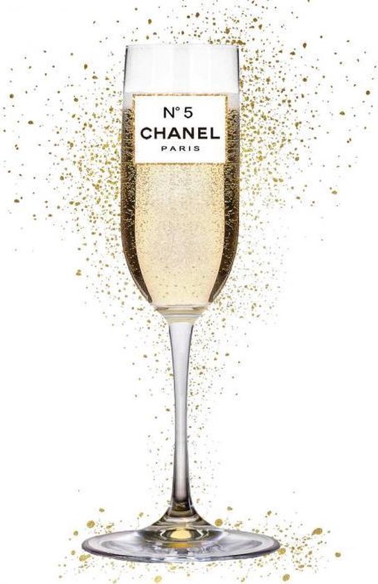 60 x 80 cm - Peinture sur verre - Champagne - Chanel - peinture art photo -  avec... 
