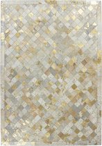 Beige Grijs vloerkleed - 160x230 cm  -  A-symmetrisch patroon Geruit - Modern
