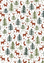 Kerst cadeaupapier Rendieren Groen Bruin - Toonbankrol breedte 40 cm - 200m lang - K691878-7-140cm