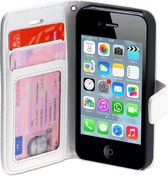Luxe Lederen Hoesje met pashouder  voor iPhone 4/4S - Wit