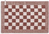 Knit Factory Gebreide Placemat - Onderlegger Block - Eetmat - Ecru/Roest - 50x30 cm