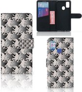 Book Wallet Case Geschikt voor Samsung Galaxy M21 Book Cover Geschikt voor Samsung M30s Smartphone Hoesje Salamander Grey