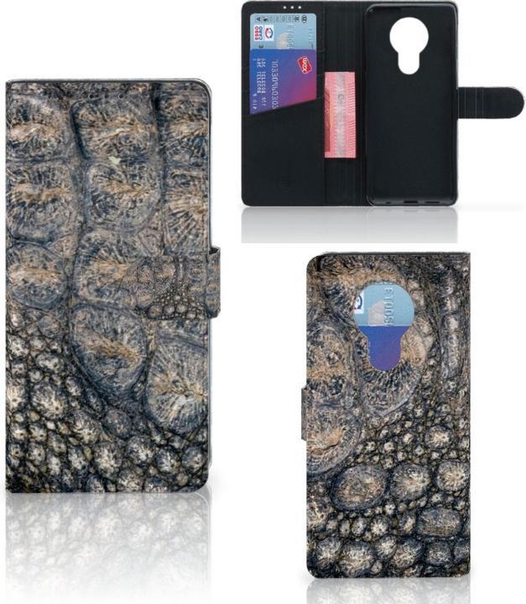 Nokia 5.3 Telefoonhoesje met Pasjes Krokodillenprint