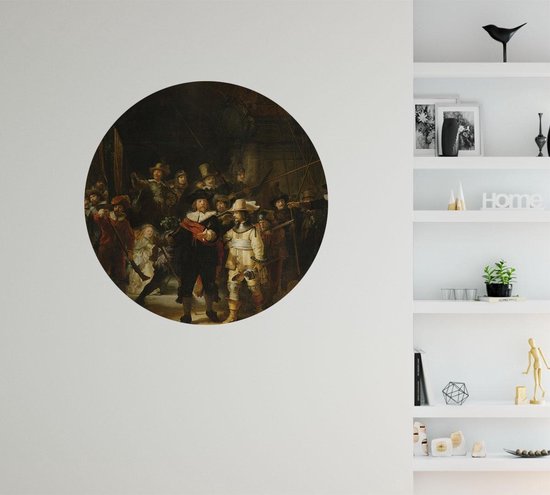 The Night Watch, Rembrandt van Rijn - Photo sur cercle de papier peint - ⌀ 40 cm