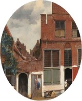 Het straatje, Johannes Vermeer - Foto op Behangcirkel - ⌀ 80 cm