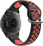 Siliconen Smartwatch bandje - Geschikt voor  Garmin Fenix 5 / 6 sport band - zwart/rood - Horlogeband / Polsband / Armband