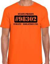 Boeven verkleed shirt isolation cel oranje heren - Boevenpak/ kostuum - Verkleedkleding S