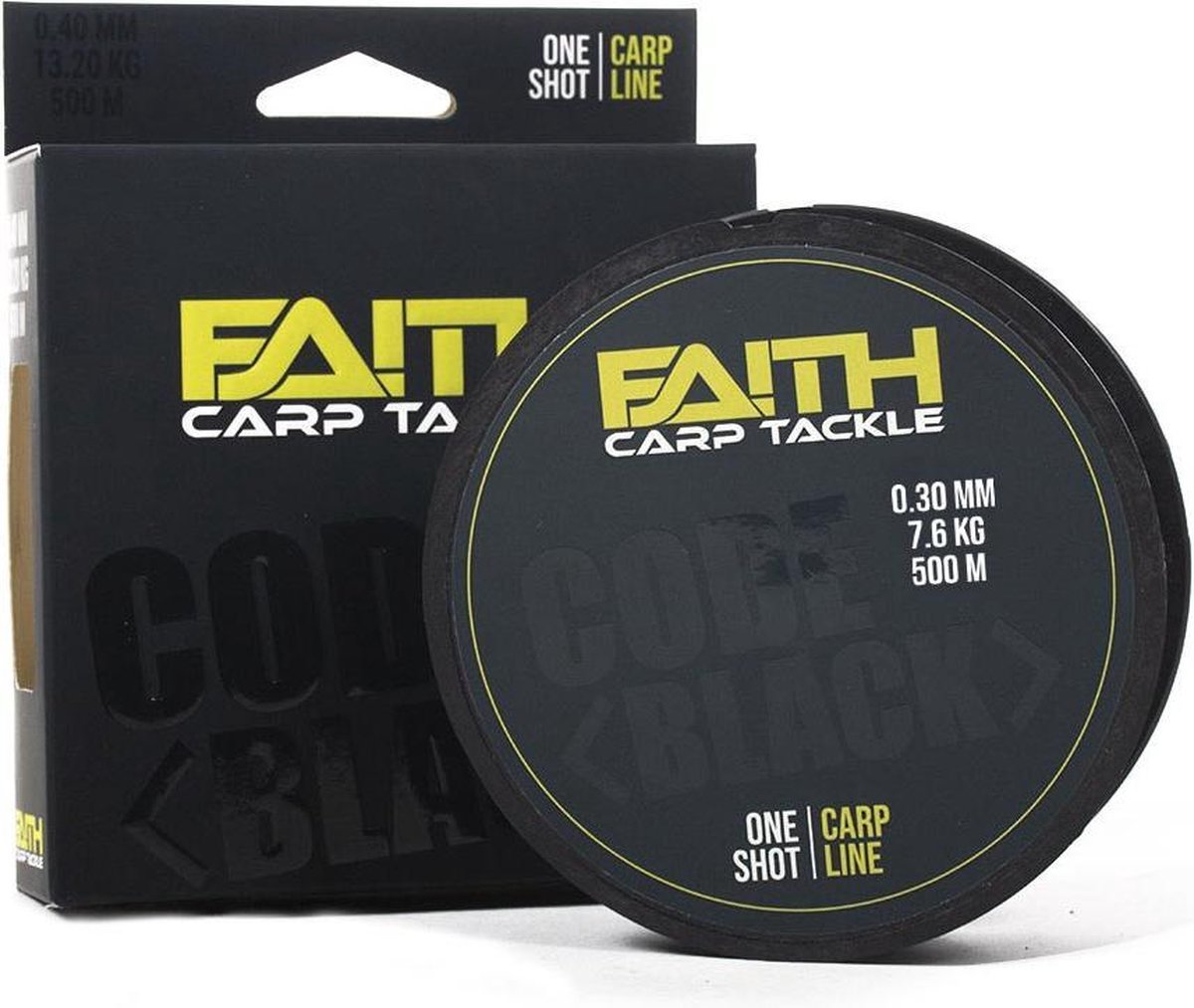 Faith Code Black One Shot - 500m - 0.30mm - 7.6kg - Nylon - Vislijn