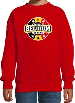 Have fear Belgium is here sweater met sterren embleem in de kleuren van de Belgische vlag - rood - kids - Belgie supporter / Belgisch elftal fan trui / EK / WK / kleding 7-8 jaar (122/128)