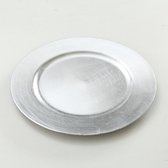 4x Rond zilverkleurig diner/eettafel onderborden 33 cm - Onderborden/tafeldecoratie - Onderzet borden