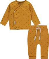 Noppies Unisex SET (2delig) Overslag shirt en Broekje OkerGeel met sterretjes 74